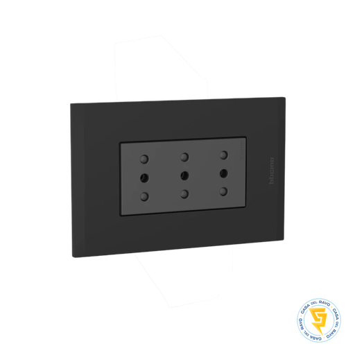 [AF2113E3ANG] ENCHUFE TRIPLE EMBUTIDO 2P+T 10A ANTRACITA BLACK NOBILE BTICINO