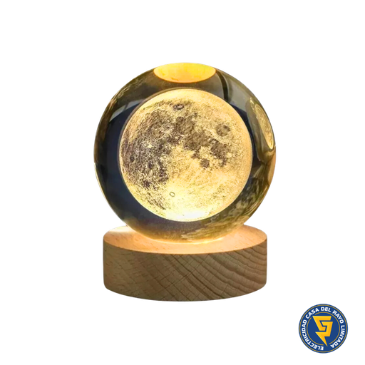 [76903005] LÁMPARA DE MESA LED BOLA DE CRISTAL 6" LUNA 3000K DC5V USB 1W