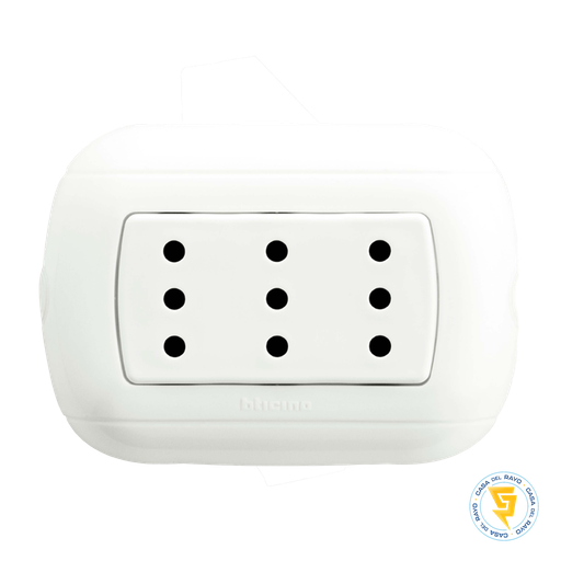 [P93B] ENCHUFE TRIPLE SOBREPUESTO 10A BLANCO BTICINO LINEA OVAL