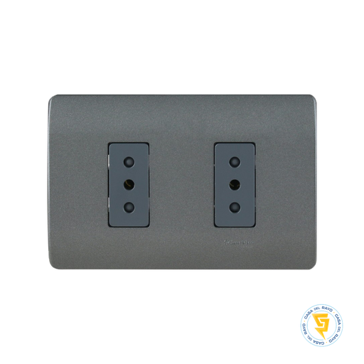 [MWD130347617] ENCHUFE DOBLE 2P+T 10A GENESIS HUMO/NOIR SCHNEIDER ELECTRIC