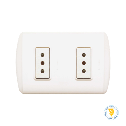 [1208BN] ENCHUFE DOBLE 2P+T 10A MODUS PLUS BLANCO BTICINO