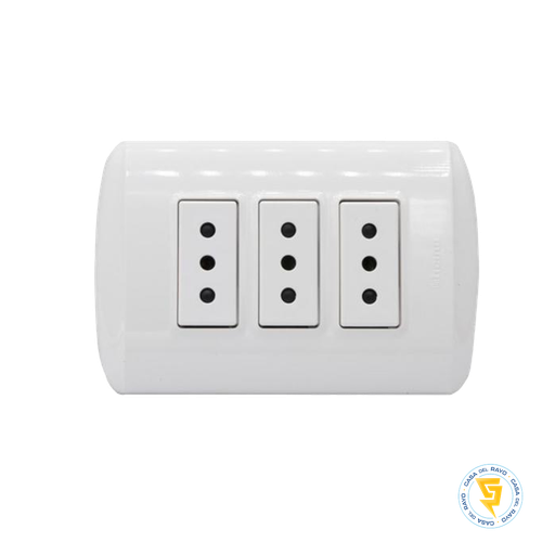 [1308BN] ENCHUFE TRIPLE 2P+T 10A MODUS PLUS BLANCO BTICINO