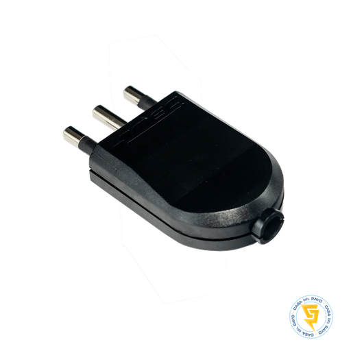 [0300MV0291] ENCHUFE MACHO VOLANTE PLANO SALIDA RECTA 2P+T 16A NEGRO MEC