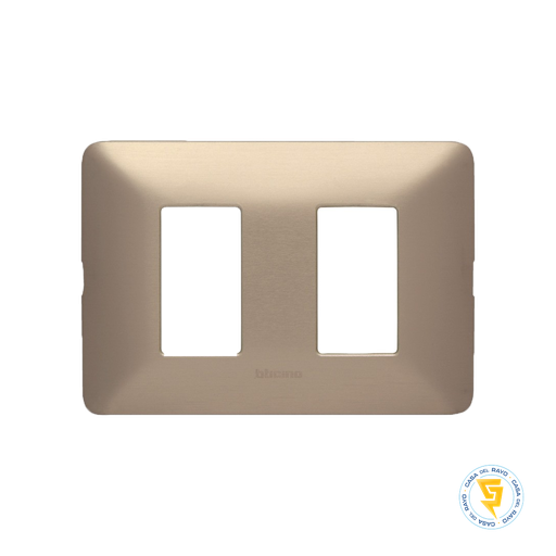 [AM503M2CH] PLACA 2 MODULO MATIX ALUMINIO CHAMPAGNE BTICINO (SIN SOPORTE)