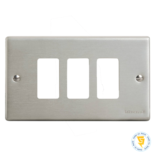 [503/3] PLACA 3 MODULO MAGIC ALUMINIO OXIDAL BTICINO (SIN SOPORTE)