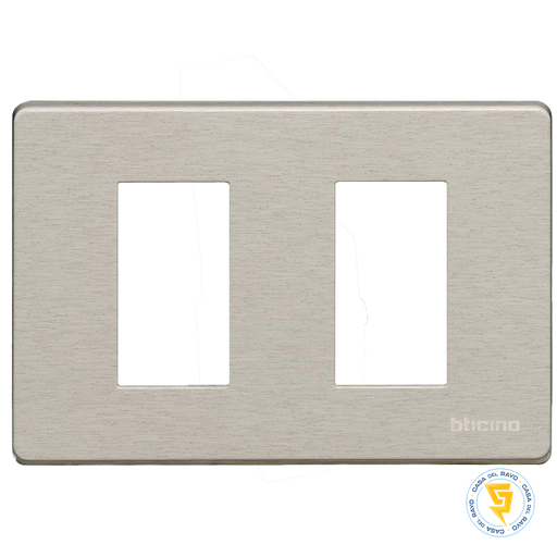 [503/2] PLACA 2 MODULO MAGIC ALUMINIO OXIDAL BTICINO (SIN SOPORTE)