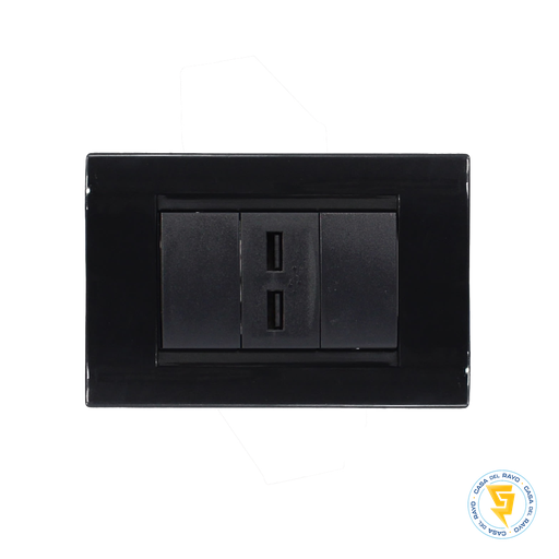[KS41913] PLACA DOBLE USB 10W/5V  NEGRO CIVIL KALOP