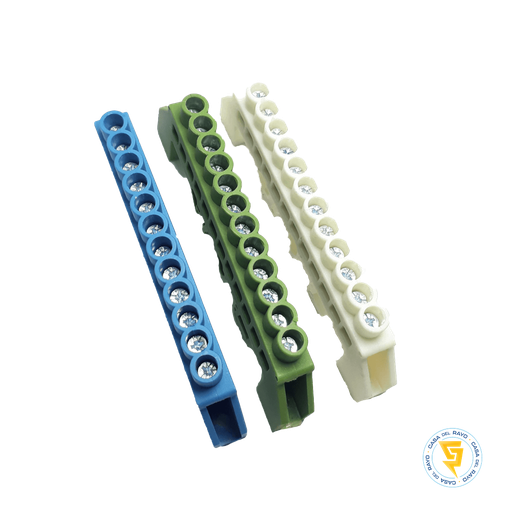 BARRA DE BRONCE AISLADA RIEL DIN 12 POSICIONES