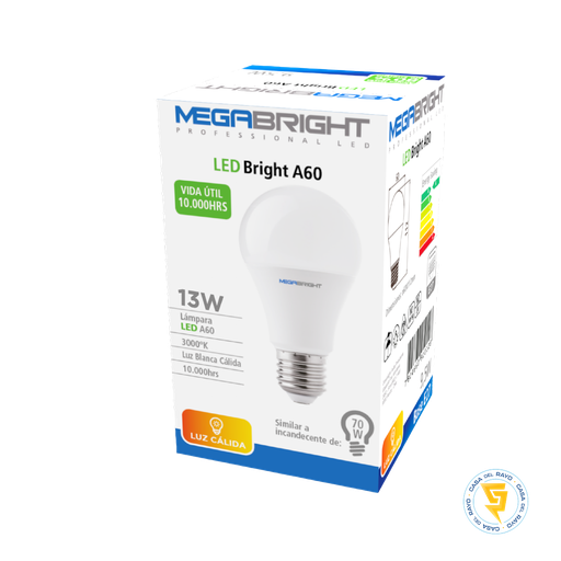 [20601330] AMPOLLETA LED A60 13W/110W E27 MEGABRIGHT 3.000K