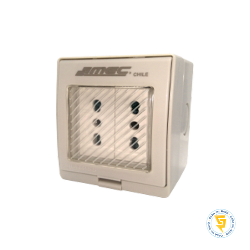 [7500HX7782] ENCHUFE DOBLE 10/16A HIDROBOX MEC SOBREPUESTO