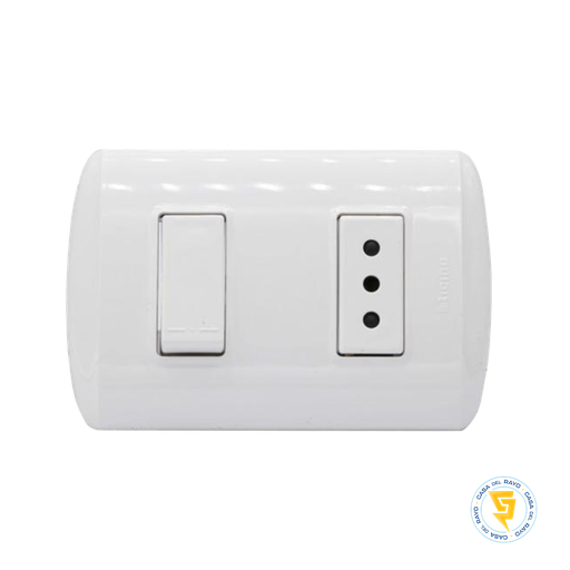 [1203BN] INT. 9/12 + ENCHUFE SIMPLE 10A EMBUTIDO MODUS PLUS COLOR BLANCO BTICINO