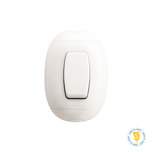 [P52B] INTERRUPTOR SENCILLO 9/12 SOBREPUESTO LINEA OVAL BLANCO BTICINO