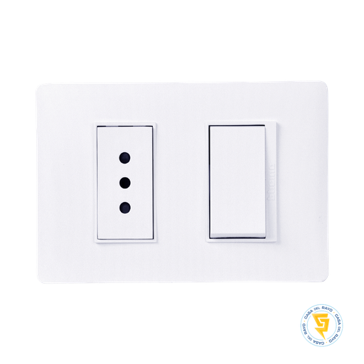 [PU1214] INTERRUPTOR 9/12 + ENCHUFE  10A LUZICA BLANCO BTICINO