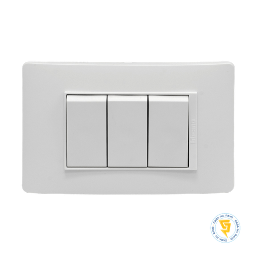 [PU1300] INTERRUPTOR TRIPLE 9/32 LUZICA BLANCO BTICINO