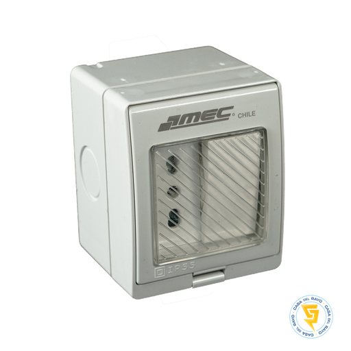 [7500HX7777] INTERRUPTOR SIMPLE 9/12 + ENCHUFE SIMPLE 10+16A MEC HIDROBOX SOBREPUESTO