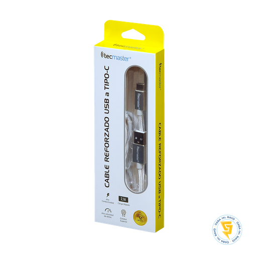 [TM-CB-M10] CABLE REFORZADO USB A USB-C 1MT 2.1A TECMASTER