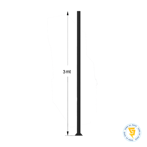 [Q235] POSTE METALICO LOGIC ARMABLE DE 3 METROS NEGRO (3 PIEZAS Y BASE PARA APERNAR)