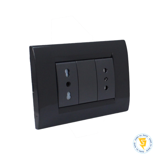 [KS41911] ENCHUFE DOBLE 10A+ 10/16A NEGRO CIVIL KALOP